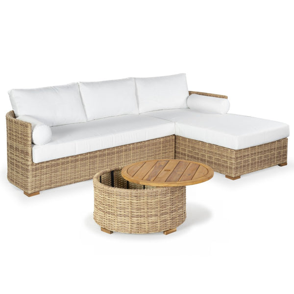 Safavieh ANGUILLA Wicker Storage Outdoor Coffee Table - Stylish, Durable Design for Your Patio and Terrace Natural CPT2103A