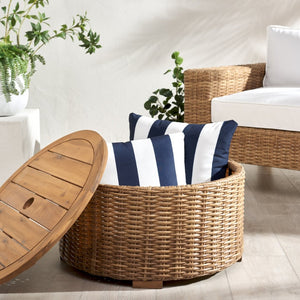 Safavieh ANGUILLA Wicker Storage Outdoor Coffee Table - Stylish, Durable Design for Your Patio and Terrace Natural CPT2103A