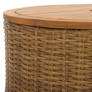 Safavieh ANGUILLA Wicker Storage Outdoor Coffee Table - Stylish, Durable Design for Your Patio and Terrace Natural CPT2103A