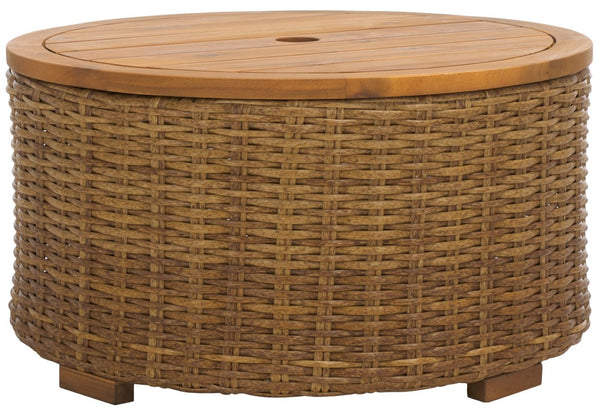 Safavieh ANGUILLA Wicker Storage Outdoor Coffee Table - Stylish, Durable Design for Your Patio and Terrace Natural CPT2103A