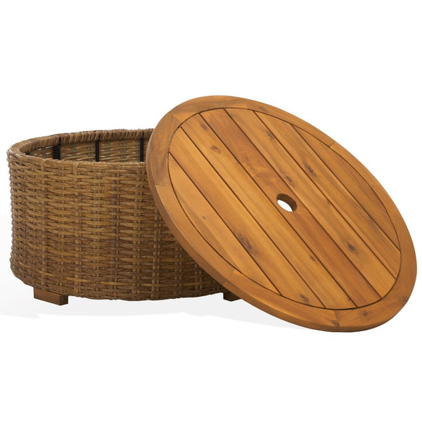 Safavieh ANGUILLA Wicker Storage Outdoor Coffee Table - Stylish, Durable Design for Your Patio and Terrace Natural CPT2103A