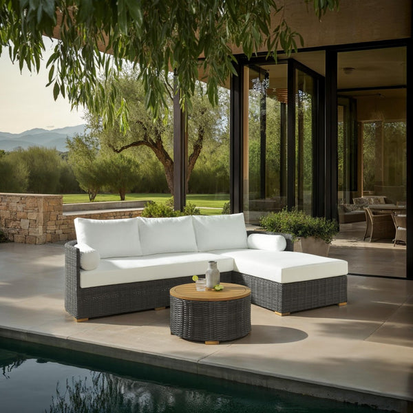 Safavieh ANGUILLA Wicker Storage Outdoor Coffee Table - Stylish, Durable Design for Your Patio and Terrace Dark Grey CPT2103B