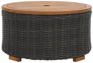 Safavieh ANGUILLA Wicker Storage Outdoor Coffee Table - Stylish, Durable Design for Your Patio and Terrace Dark Grey CPT2103B