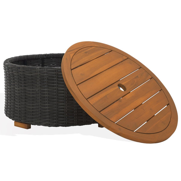 Safavieh ANGUILLA Wicker Storage Outdoor Coffee Table - Stylish, Durable Design for Your Patio and Terrace Dark Grey CPT2103B