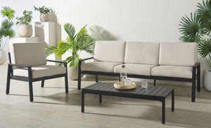 Safavieh GUAM Aluminum Outdoor Coffee Table - Stylish Black, Durable Design for Modern Patios & Decks CPT2105A