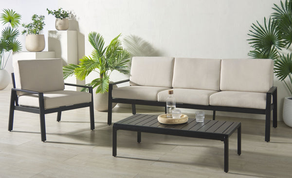 Safavieh GUAM Aluminum Outdoor Coffee Table - Stylish Black, Durable Design for Modern Patios & Decks CPT2105A
