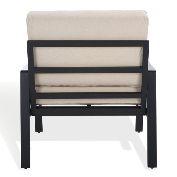 Safavieh Guam Aluminum Outdoor Chair - Elegant Black & Beige Design For Stylish Patio & Garden Comfort Black ,Beige Metal ,Foam ,Fabric Cpt2106a