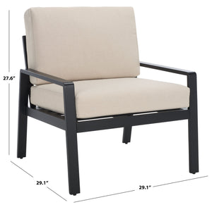 Safavieh Guam Aluminum Outdoor Chair - Elegant Black & Beige Design For Stylish Patio & Garden Comfort Black ,Beige Metal ,Foam ,Fabric Cpt2106a