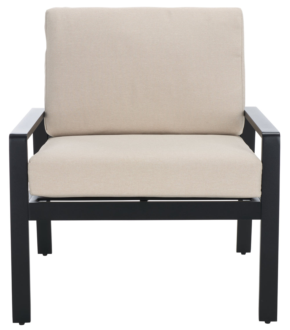 Safavieh Guam Aluminum Outdoor Chair - Elegant Black & Beige Design For Stylish Patio & Garden Comfort Black ,Beige Metal ,Foam ,Fabric Cpt2106a