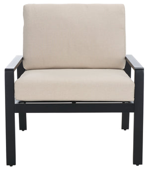 Safavieh Guam Aluminum Outdoor Chair - Elegant Black & Beige Design For Stylish Patio & Garden Comfort Black ,Beige Metal ,Foam ,Fabric Cpt2106a