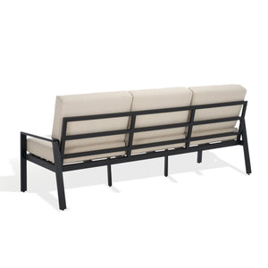 Safavieh Guam Aluminum Outdoor Sofa - Elegant Black Frame With Beige Fabric For Luxurious Outdoor Comfort Black ,Beige Metal ,Foam ,Fabric Cpt2107a