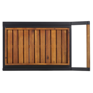 Safavieh TONGA Aluminum Outdoor Bar Cart - Stylish Black Frame & Natural Acacia Shelves for Entertaining CPT2108A