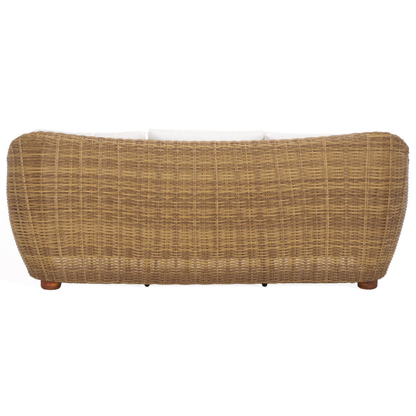 Safavieh Melbourne Wicker Patio Sofa - Elegant All-weather Outdoor Seating With Durable Acacia Wood Comfort Natural ,White Metal ,Pe Wicker ,Wood ,Fabric ,Foam Cpt2110a