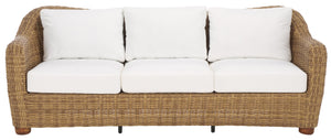 Safavieh Melbourne Wicker Patio Sofa - Elegant All-weather Outdoor Seating With Durable Acacia Wood Comfort Natural ,White Metal ,Pe Wicker ,Wood ,Fabric ,Foam Cpt2110a
