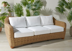 Safavieh Melbourne Wicker Patio Sofa - Elegant All-weather Outdoor Seating With Durable Acacia Wood Comfort Natural ,White Metal ,Pe Wicker ,Wood ,Fabric ,Foam Cpt2110a