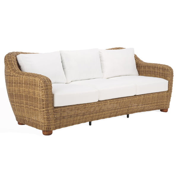Safavieh Melbourne Wicker Patio Sofa - Elegant All-weather Outdoor Seating With Durable Acacia Wood Comfort Natural ,White Metal ,Pe Wicker ,Wood ,Fabric ,Foam Cpt2110a
