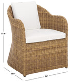 Safavieh Melbourne Wicker Outdoor Dining Chair - Elegant Acacia Wood & Comfortable Olefin For Timeless Style Natural ,White Metal ,Pe Wicker ,Wood ,Fabric ,Foam Cpt2111a