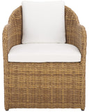 Safavieh Melbourne Wicker Outdoor Dining Chair - Elegant Acacia Wood & Comfortable Olefin For Timeless Style Natural ,White Metal ,Pe Wicker ,Wood ,Fabric ,Foam Cpt2111a