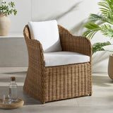 Safavieh Melbourne Wicker Outdoor Dining Chair - Elegant Acacia Wood & Comfortable Olefin For Timeless Style Natural ,White Metal ,Pe Wicker ,Wood ,Fabric ,Foam Cpt2111a