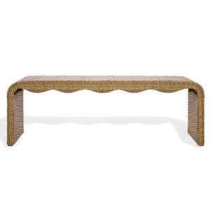 Safavieh Lynsee Wicker Bench - Stylish Outdoor Seating In Natural Shade For Patios And Gardens, Durable Design Natural Metal ,Pe Wicker Cpt2113a