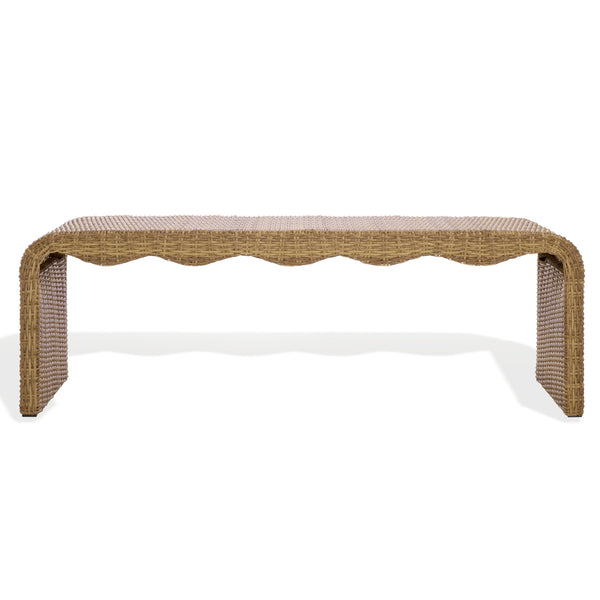 Safavieh Lynsee Wicker Bench - Stylish Outdoor Seating In Natural Shade For Patios And Gardens, Durable Design Natural Metal ,Pe Wicker Cpt2113a