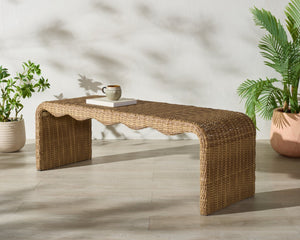 Safavieh LYNSEE Wicker Bench - Stylish Natural Outdoor Seating with Durable Metal Frame & Weather-Resistant Weave CPT2113A