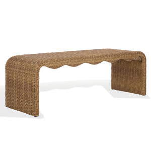 Safavieh Lynsee Wicker Bench - Stylish Outdoor Seating In Natural Shade For Patios And Gardens, Durable Design Natural Metal ,Pe Wicker Cpt2113a