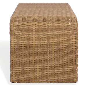 Safavieh Lynsee Wicker Bench - Stylish Outdoor Seating In Natural Shade For Patios And Gardens, Durable Design Natural Metal ,Pe Wicker Cpt2113a