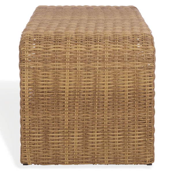 Safavieh Lynsee Wicker Bench - Stylish Outdoor Seating In Natural Shade For Patios And Gardens, Durable Design Natural Metal ,Pe Wicker Cpt2113a