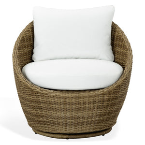 Safavieh Clarisse Outdoor Swivel Chair Woven PE Rattan Coastal Patio Seating with Cushion CPT2114A