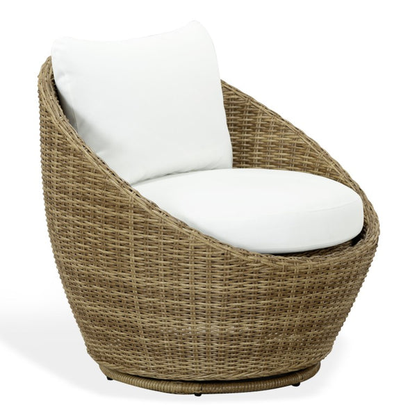 Safavieh Clarisse Outdoor Swivel Chair Woven PE Rattan Coastal Patio Seating with Cushion CPT2114A