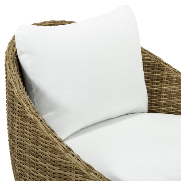 Safavieh Clarisse Outdoor Swivel Chair Woven PE Rattan Coastal Patio Seating with Cushion CPT2114A