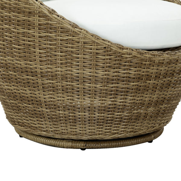 Safavieh Clarisse Outdoor Swivel Chair Woven PE Rattan Coastal Patio Seating with Cushion CPT2114A