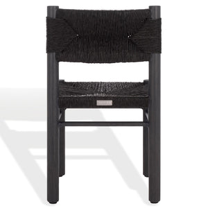 Safavieh ROMONA Rattan Weaving Outdoor Dining Chair - Stylish, Durable Seating for Elegant Al Fresco Meals Black CPT4000A-SET2
