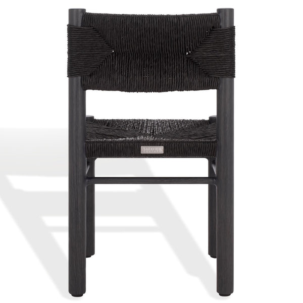 Safavieh ROMONA Rattan Weaving Outdoor Dining Chair - Stylish, Durable Seating for Elegant Al Fresco Meals Black CPT4000A-SET2