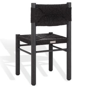 Safavieh ROMONA Rattan Weaving Outdoor Dining Chair - Stylish, Durable Seating for Elegant Al Fresco Meals Black CPT4000A-SET2