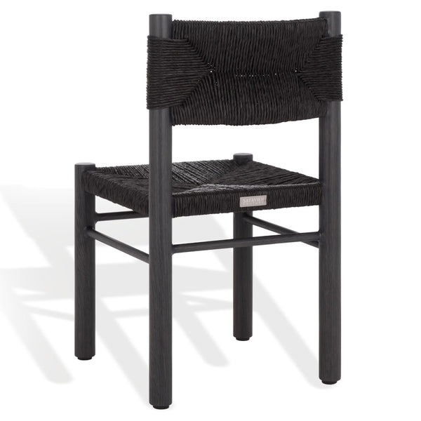 Safavieh ROMONA Rattan Weaving Outdoor Dining Chair - Stylish, Durable Seating for Elegant Al Fresco Meals Black CPT4000A-SET2