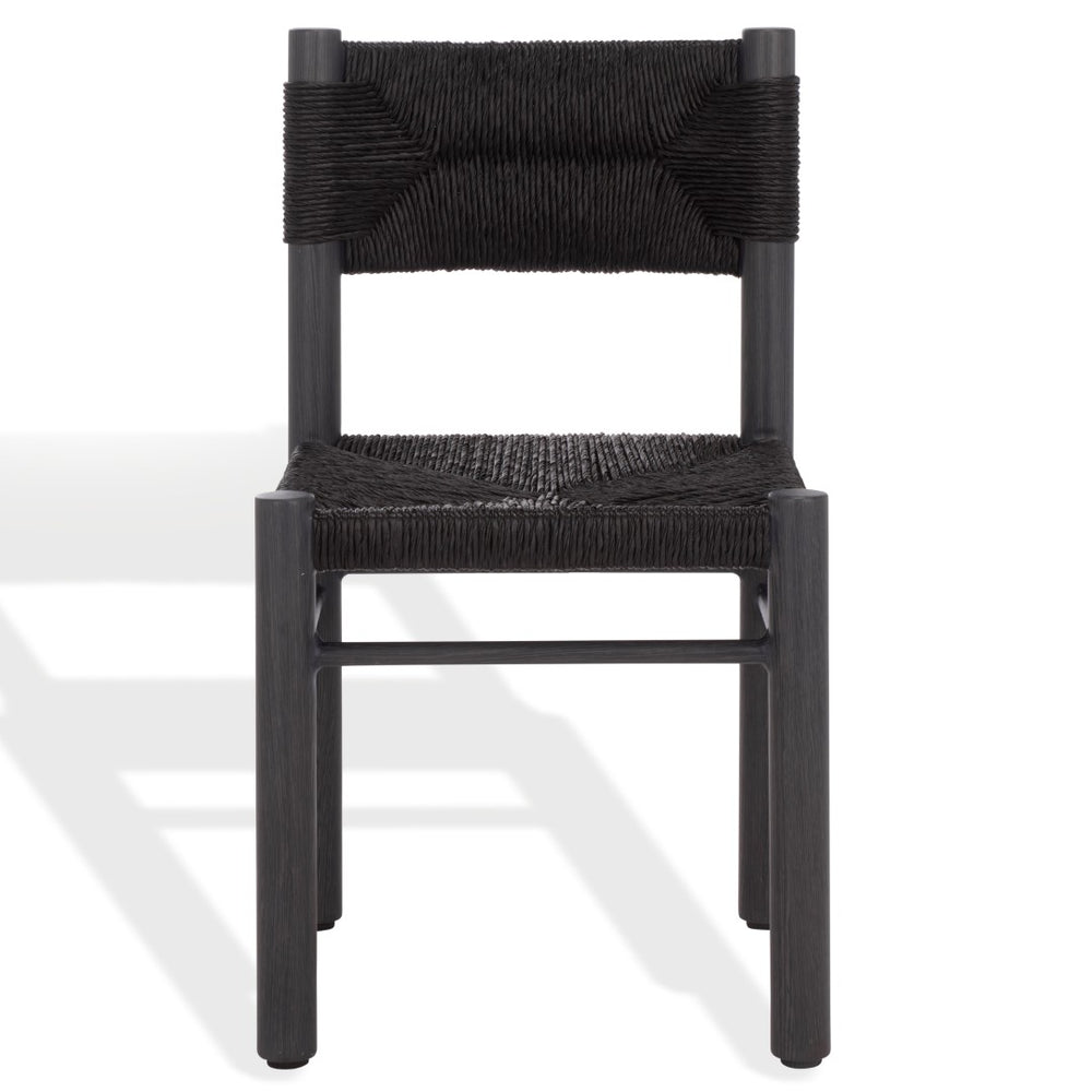 Safavieh ROMONA Rattan Weaving Outdoor Dining Chair - Stylish, Durable Seating for Elegant Al Fresco Meals Black CPT4000A-SET2