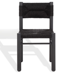 Safavieh ROMONA Rattan Weaving Outdoor Dining Chair - Stylish, Durable Seating for Elegant Al Fresco Meals Black CPT4000A-SET2