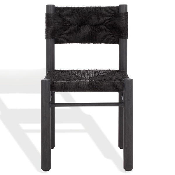Safavieh ROMONA Rattan Weaving Outdoor Dining Chair - Stylish, Durable Seating for Elegant Al Fresco Meals Black CPT4000A-SET2