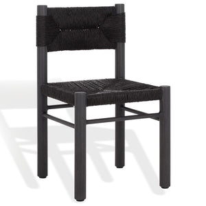 Safavieh ROMONA Rattan Weaving Outdoor Dining Chair - Stylish, Durable Seating for Elegant Al Fresco Meals Black CPT4000A-SET2