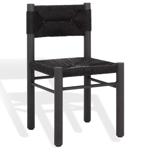 Safavieh ROMONA Rattan Weaving Outdoor Dining Chair - Stylish, Durable Seating for Elegant Al Fresco Meals Black CPT4000A-SET2