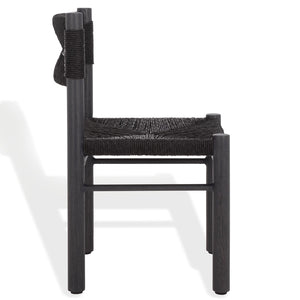 Safavieh ROMONA Rattan Weaving Outdoor Dining Chair - Stylish, Durable Seating for Elegant Al Fresco Meals Black CPT4000A-SET2