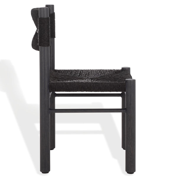 Safavieh ROMONA Rattan Weaving Outdoor Dining Chair - Stylish, Durable Seating for Elegant Al Fresco Meals Black CPT4000A-SET2