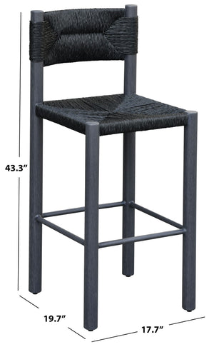 Safavieh Romona Rattan Weaving Outdoor Barstool - Stylish Seating For Elegant Gatherings And Relaxation Black 90% Metal,10% Pe Rattan Cpt4001a-set2