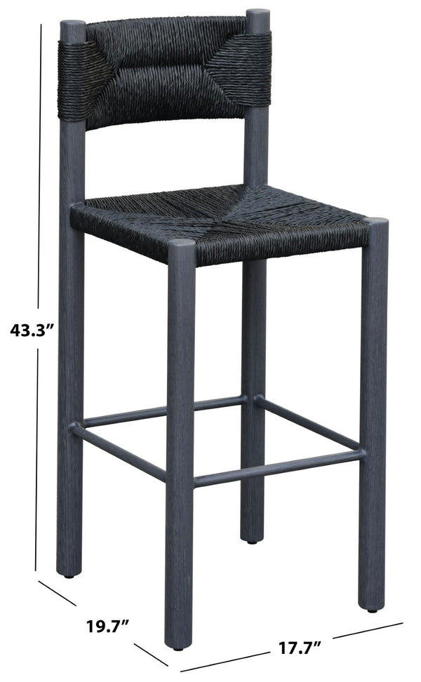 Safavieh Romona Rattan Weaving Outdoor Barstool - Stylish Seating For Elegant Gatherings And Relaxation Black 90% Metal,10% Pe Rattan Cpt4001a-set2