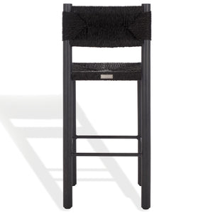 Safavieh ROMONA Rattan Weaving Outdoor Barstool - Ergonomic Design for Stylish Patio & Garden Seating Black CPT4001A-SET2