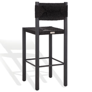 Safavieh ROMONA Rattan Weaving Outdoor Barstool - Ergonomic Design for Stylish Patio & Garden Seating Black CPT4001A-SET2