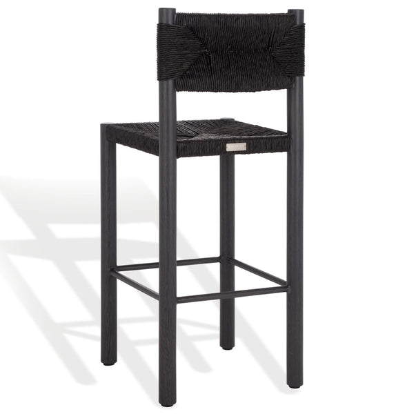 Safavieh ROMONA Rattan Weaving Outdoor Barstool - Ergonomic Design for Stylish Patio & Garden Seating Black CPT4001A-SET2