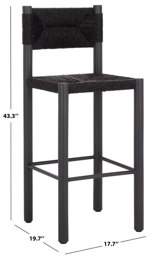 Safavieh ROMONA Rattan Weaving Outdoor Barstool - Ergonomic Design for Stylish Patio & Garden Seating Black CPT4001A-SET2